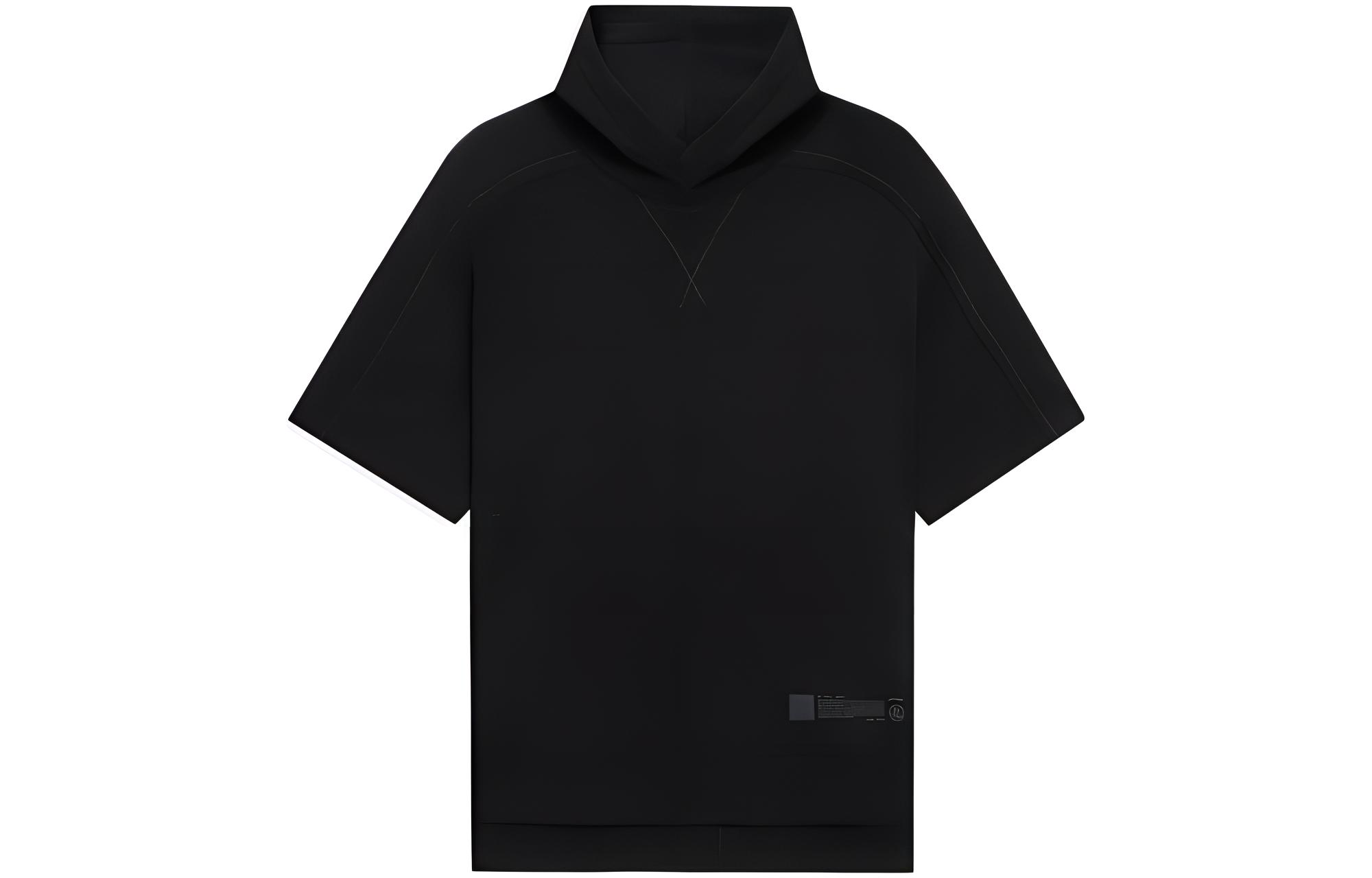 Li Ning T Shirts Men s Black Hooded Moderate Straight Fit AWDSC37-1 M