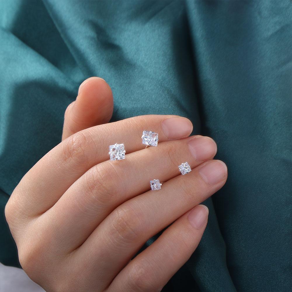 Shiny Exquisite Simple Square Stud Earrings Women Jewelry Zircon Earrings Korean Style Earrings
