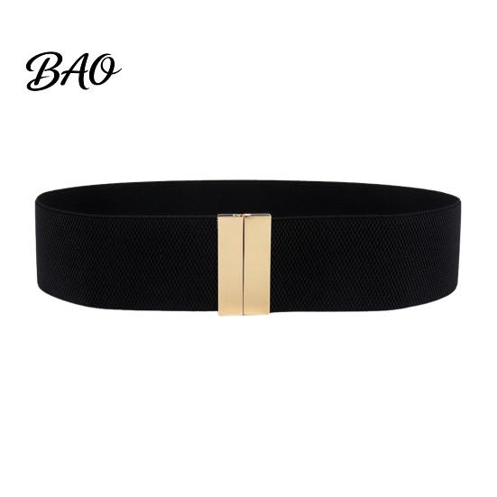 Stylish Waist Modifier Wide Elastic Belt, Adjustable Stretchy Belt with Metal Versatile Decorative Square Buckle, Slimming Waistband for Dresses