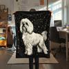 Black Maltese dog,pattern Flannel Blanket, High quality Comfortable for All Seasons, Home Decor, Warmth and Comfort, Perfect for Gifts.