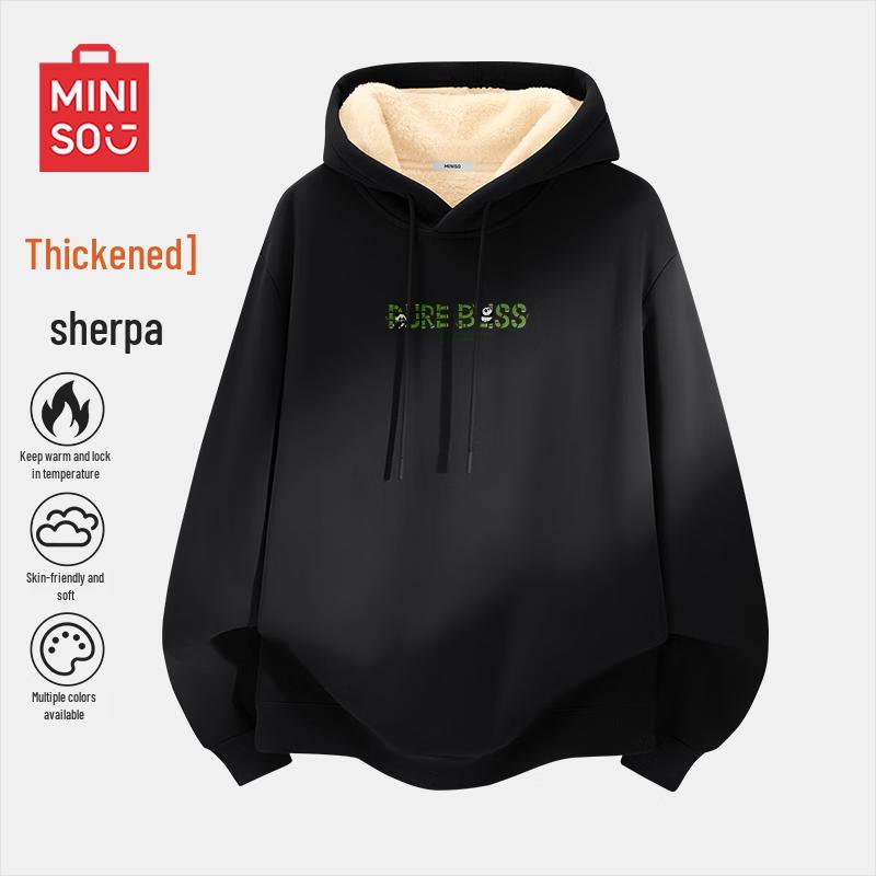 

MINISO Men s Sherpa Lined Heavyweight Thermal Hooded Sweatshirt 3XL