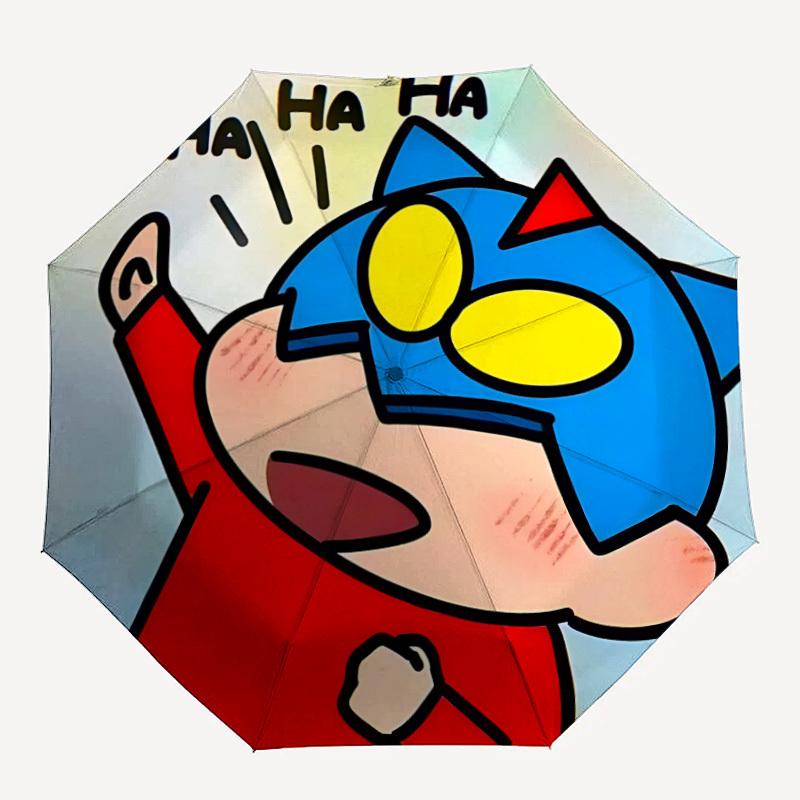 

1pc Crayon Shin chan Superhero Hero Automatic Open/Close Folding Umbrella, Windproof 8 Rib Construction, Lightweight Travel Umbrella for Women/Men