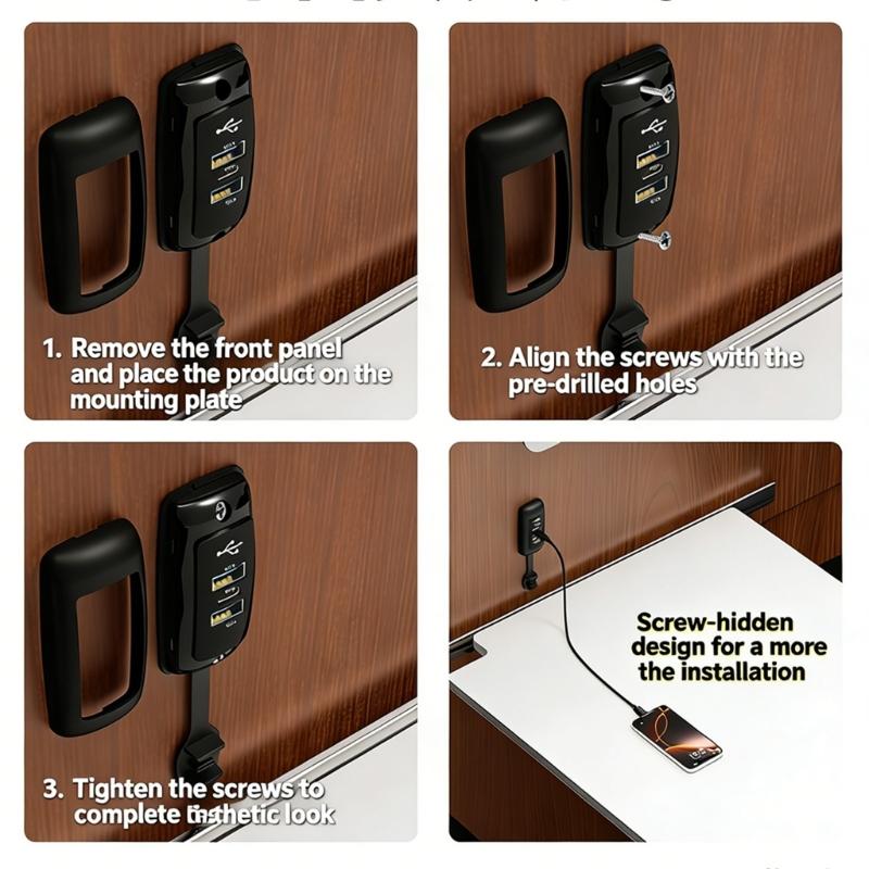 3 Port Car Chargers With Double QC3 0 18W And PD3 0 30W For RVs Truck Boat Easy Installation Dustproof Cover