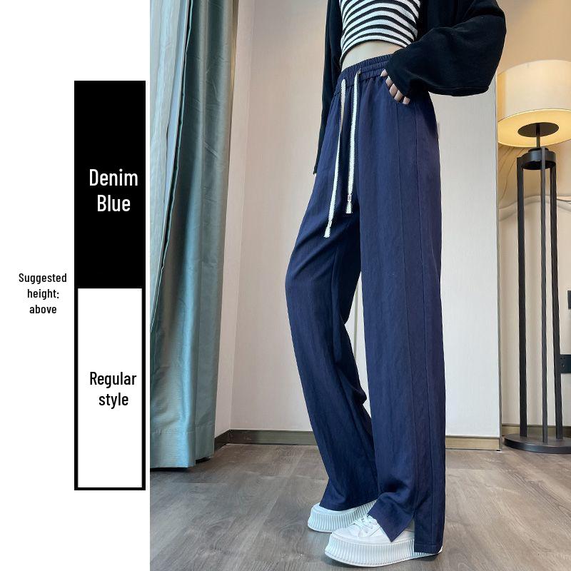 

Women s Plus-Size High-Waisted Wide-Leg Denim Pants - Modal, Loose Fit, Slit, Straight-Leg S