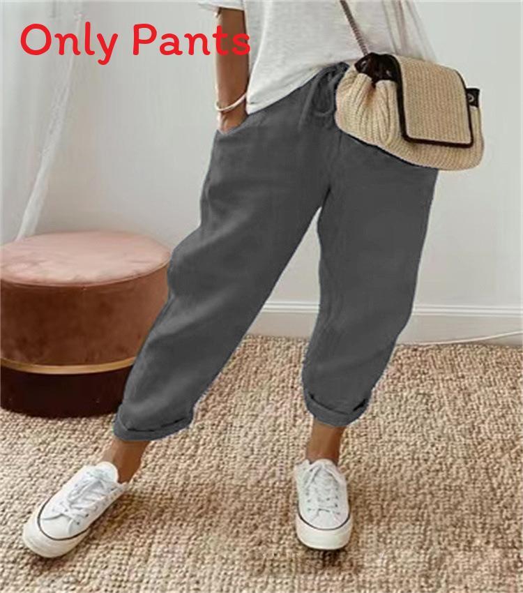 Casual Linen Trousers For Women With Elastic Waist For Spring Summer Comfort