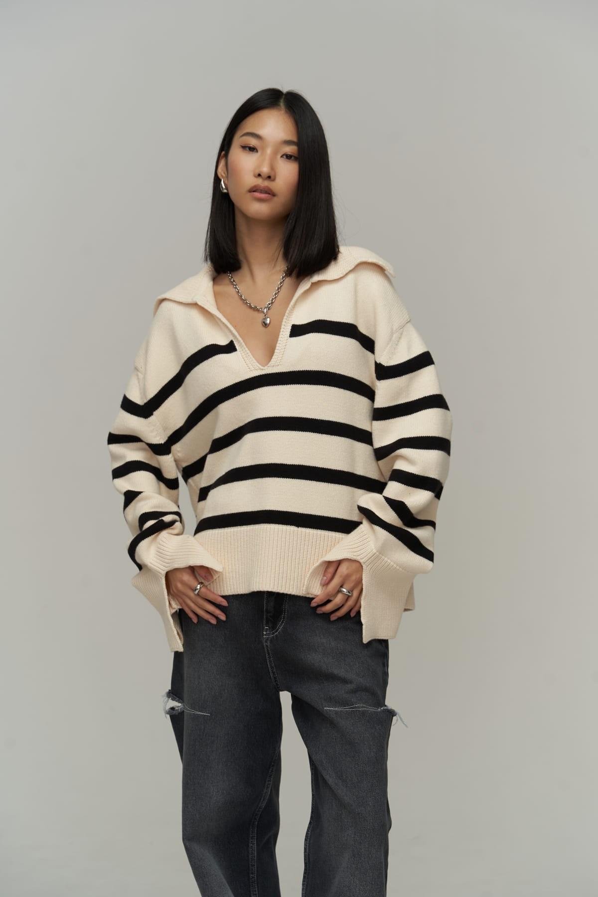 

Свитер Opus в полоску цвета экрю