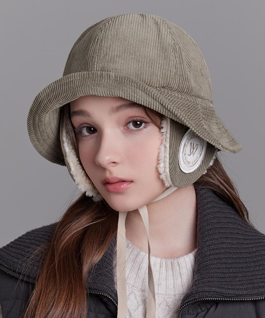 Hwaiteusaenjeu Unisex Corduroy Earmuff Bucket Hat Sunny (8 Colors)