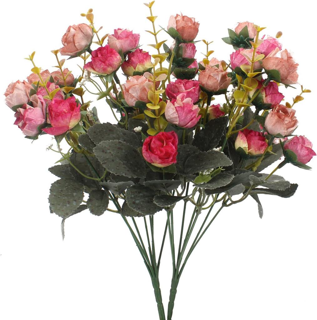 7 Branch 21 Heads Leaf Rose Artificial Flowers Fake Flower For Wedding Bridal Floral Bouquet Home Table Garden Decoration