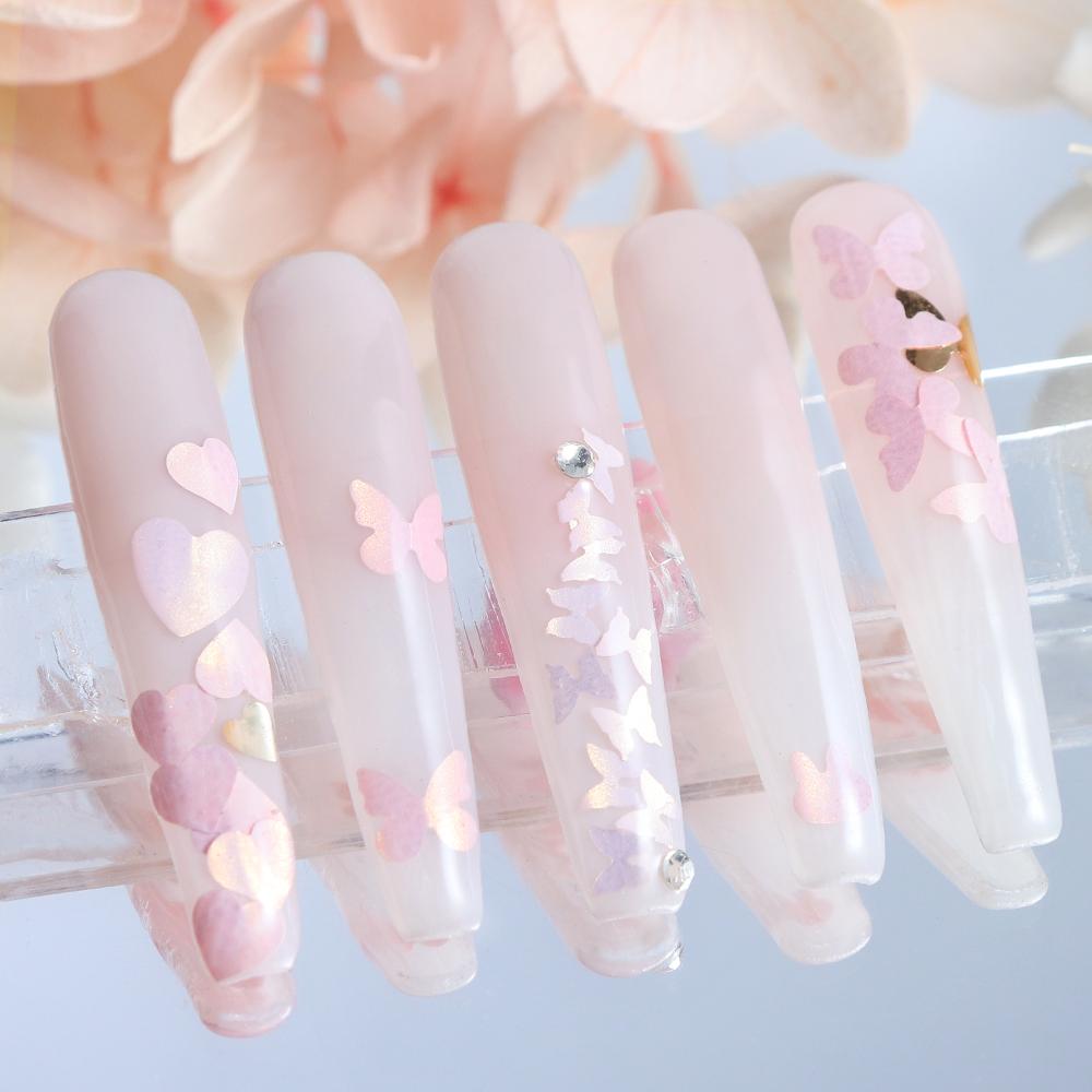 6 Gitter gemischte Formen Nail Art Pailletten dekorative rosa Blume Schmetterling Liebe Flocken Sommer Maniküre Design Zubehör