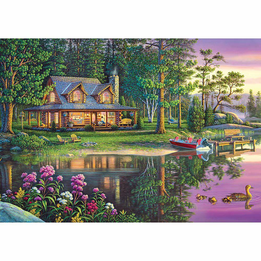 Buy DIY Full Square Round Diamond Painting Kit Riverside Cabin ...