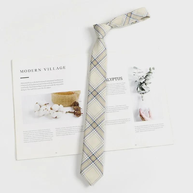 Hnědá retro kostkovaná kravata pro ženy a muže - japonský vysokoškolský styl motýlek