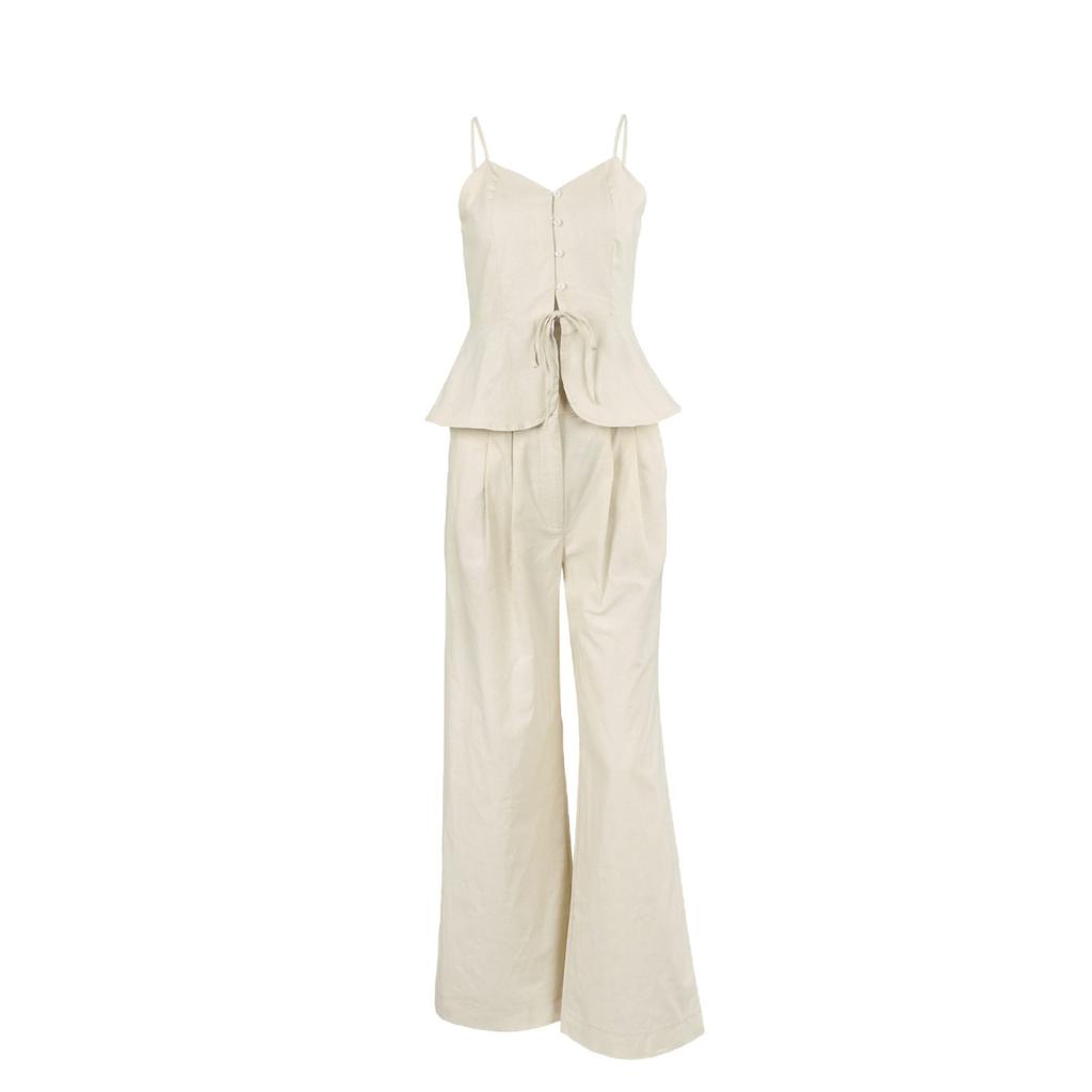 1116 spring and summer new fashion suspender vest high waist wide leg trousers two-piece set design temperament commuter French