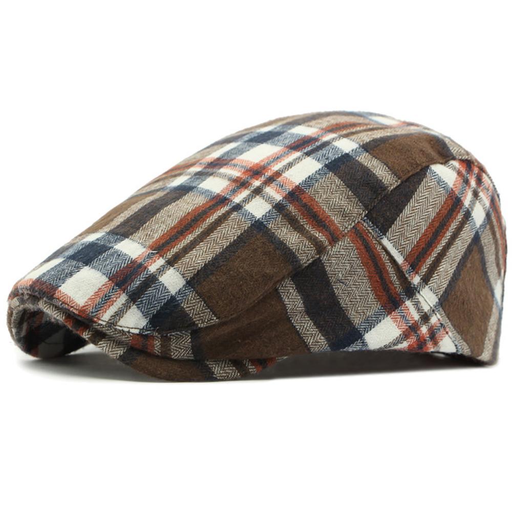 HT4697 Berets Spring Autumn Men Women Caps Vintage Artist Painter Plaid Beret Hat Male Female Ivy Flat Cap Adjustable Beret Caps