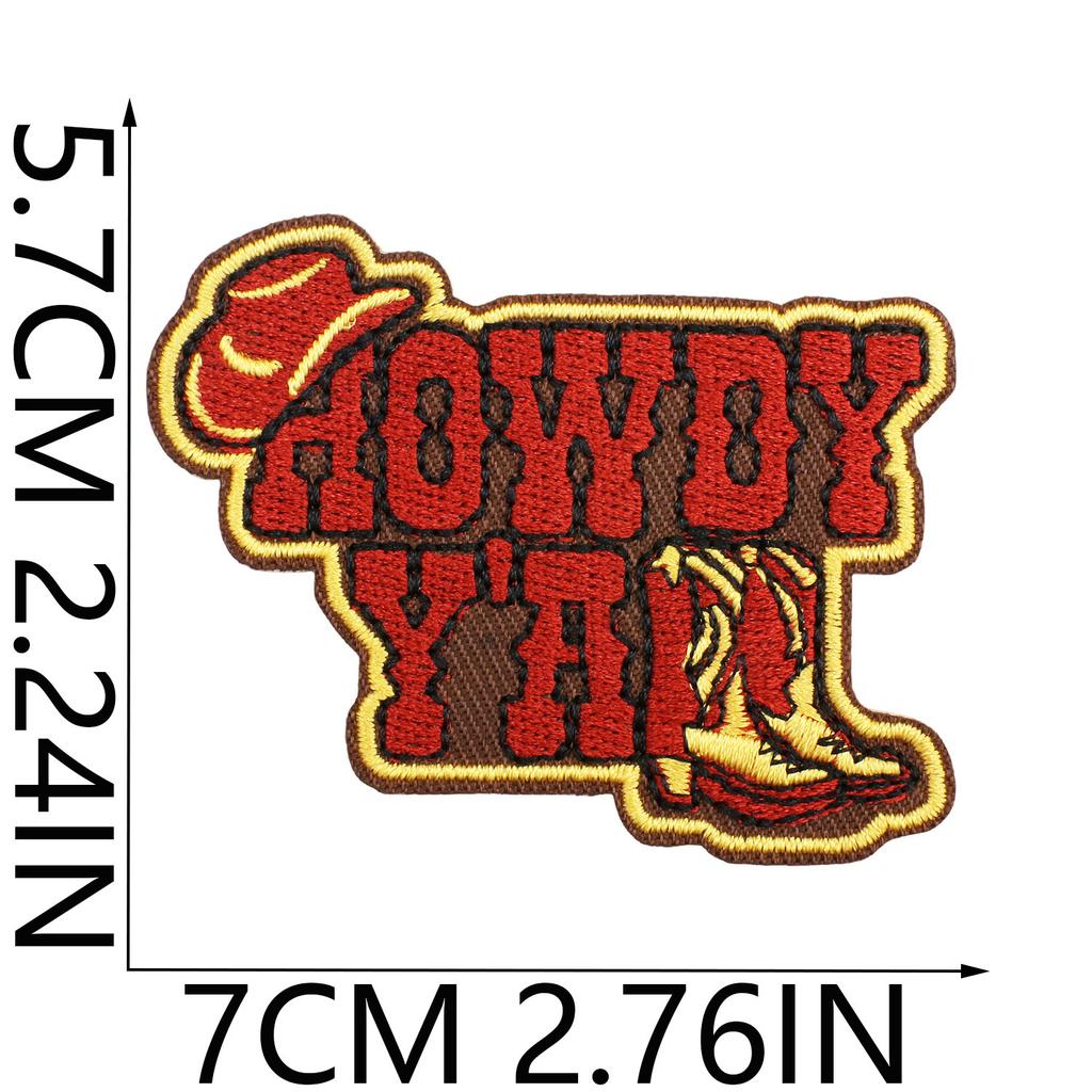 Hemp Rope Embroidery Cloth Sticker Bounty Hunter Patch Sticker Western Denim Bag Decoration Computer Embroidery Label Cow Head Ironing