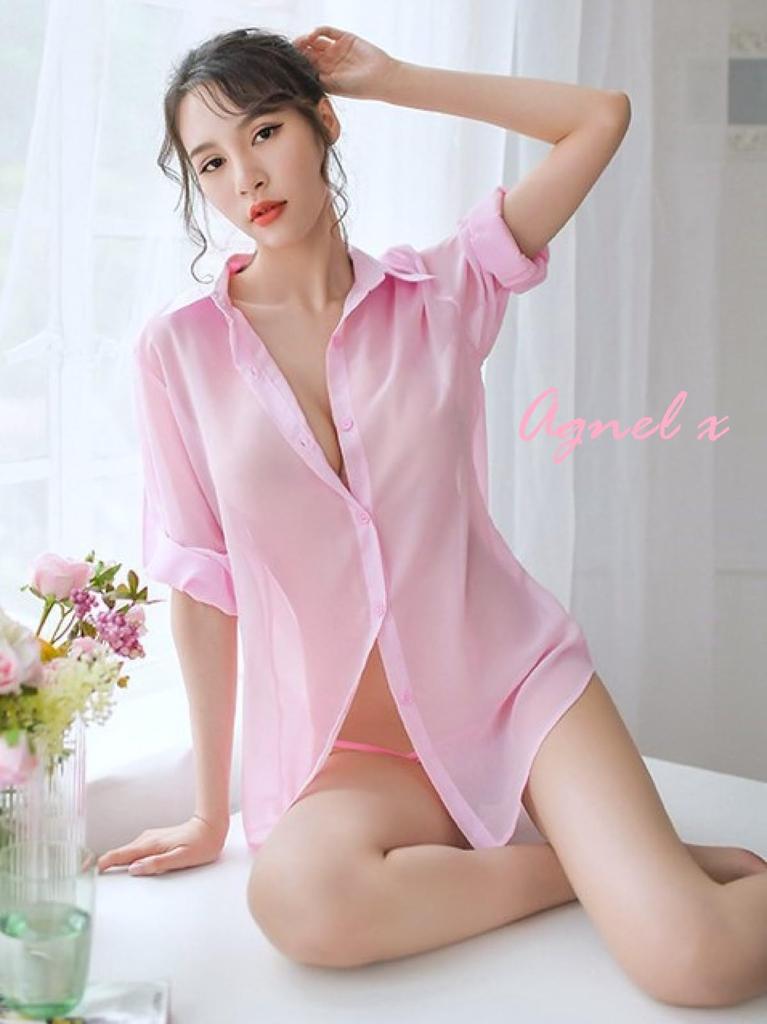 X044 Sexy Lingerie Shirt for Women [Agnel x] See-Through (White, M)