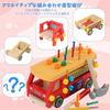AOMACO Educational Fire Truck Carpenter Pretend Play Assembly and Disassembly DIY Tool Assembly Car Wooden Building Shape Boys and Baby Shower Gift