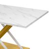 Dining Table for 4-6 People, 140x80cm, Modern Kitchen Table with Thickened Artificial Marble Tabletop and X-shaped Metal Legs