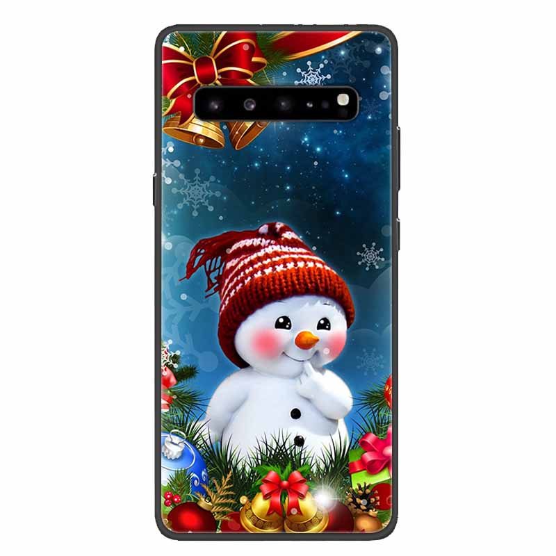 Christmas Phone Cases For Samsung Galaxy S10 /Galaxy S10e /Galaxy S10 Plus Case Black Silicone Soft Santa Claus TPU Bumper Funda