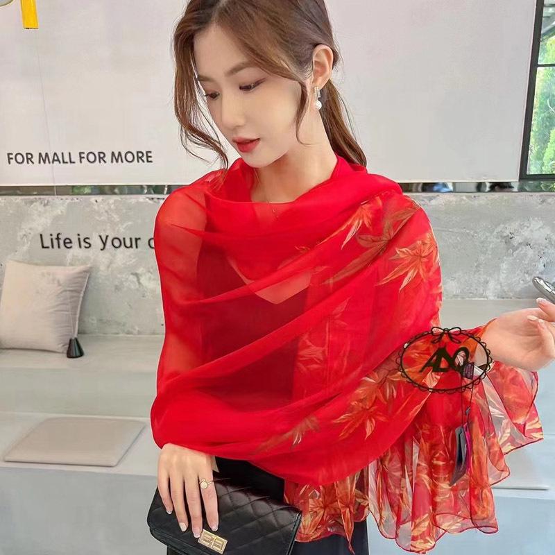 Ailishaqi Extra Large Ice Silk Floral Scarf - Lightweight Summer Sunscreen Shawl Long Beach Wrap