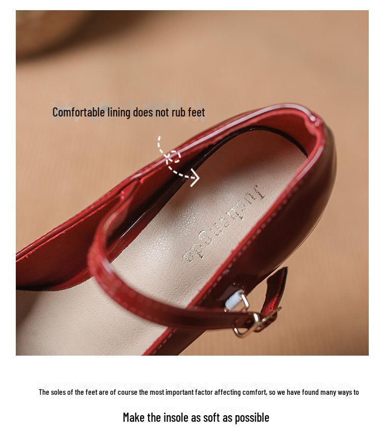 Sapatos Mary Jane de Couro de Vaca com Plataforma e Salto Alto para Mulheres - Impermeáveis, Retrô, com Tira de Fivela e Salto Grosso