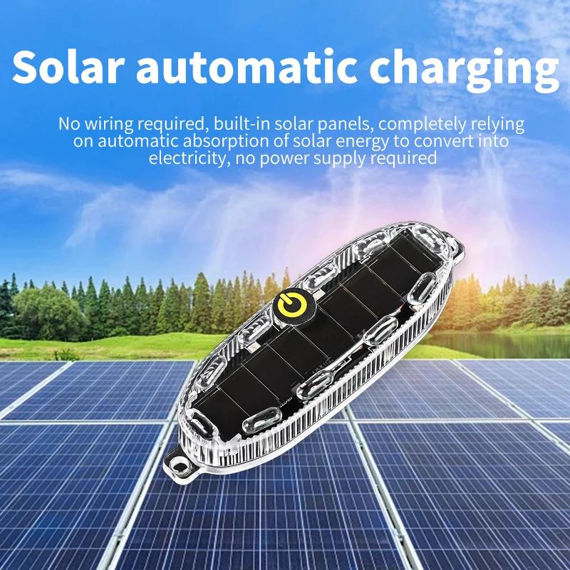 2 Pcs Solar Car Warning Light Waterproof Adhesive Car Warning Light Led Car Flash Light Solar Car Night Light Auto Accessories