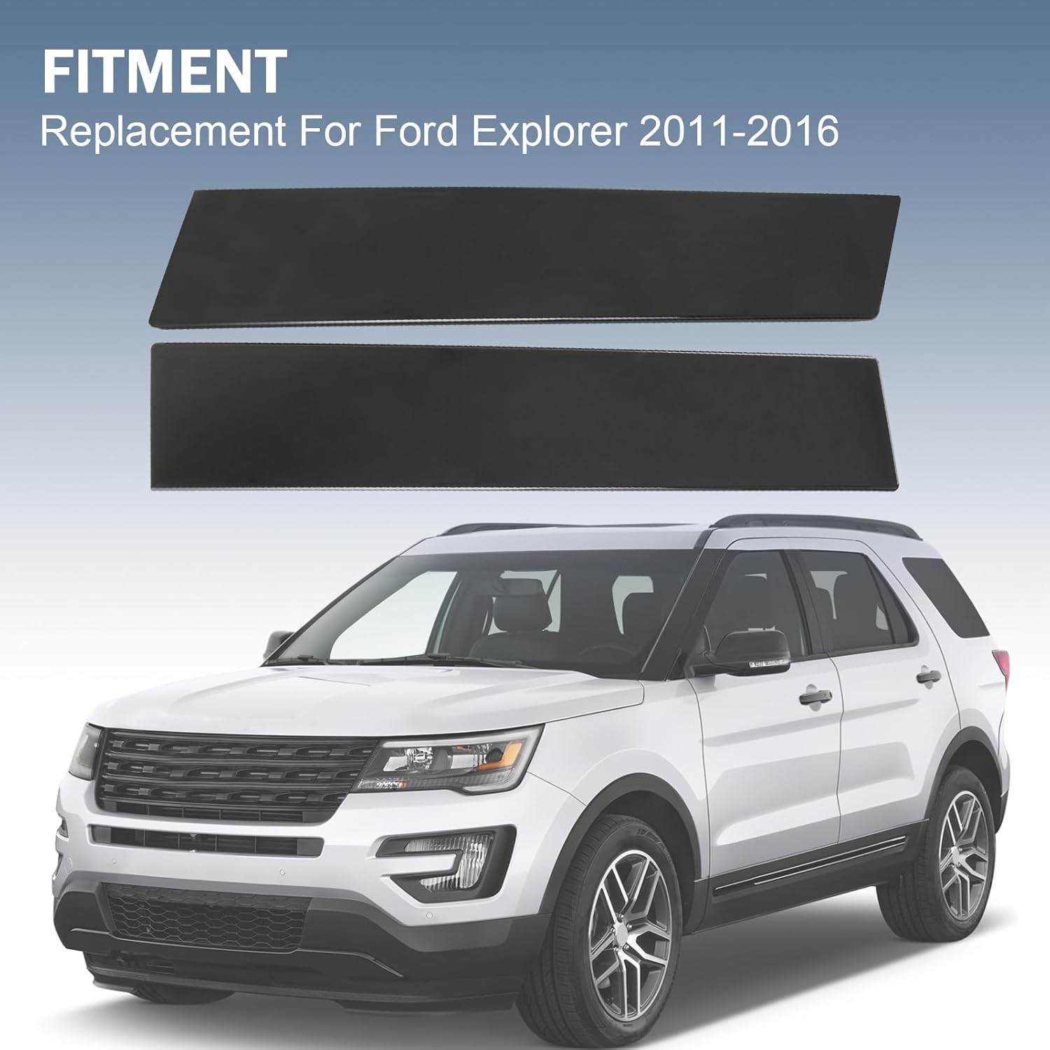 

B Pillar Molding Trim Without Keypad 926-448 926-449 Front Driver and Passenger Side Door Applique Replacement for Ford Explorer 2011-2016 Gloss