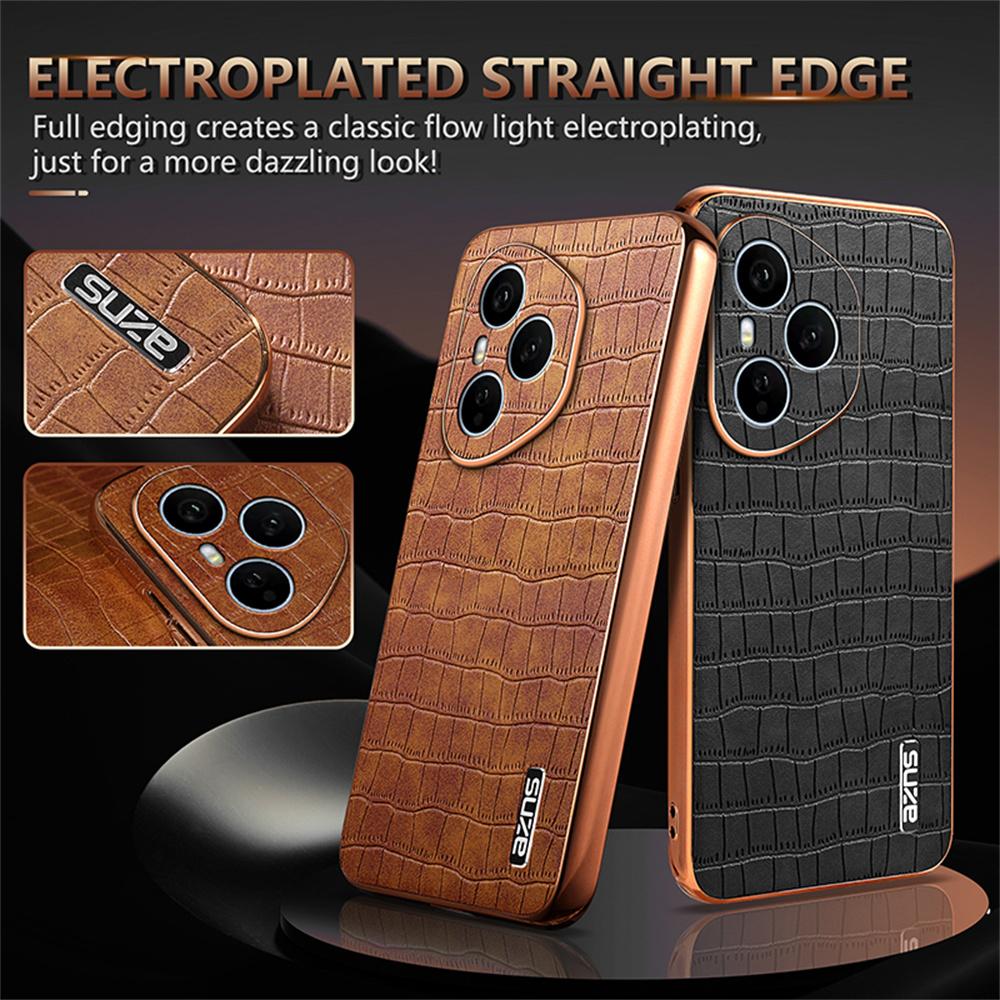 AZNS For Honor 400 Pro 5G (Global) Case Electroplating Crocodile Texture PU+TPU Phone Cover