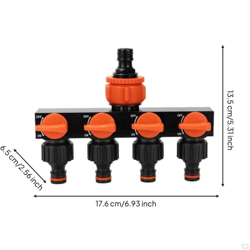 4Outlet Garden Hose Splitter PushtoConnect with Shutoff Valves MultiOutlet for