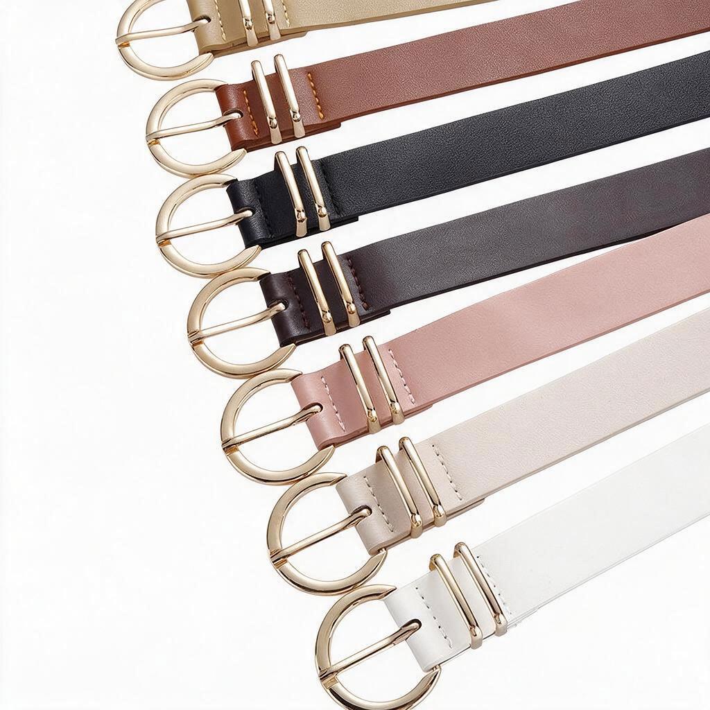 European & American Women's Round Buckle Fashion Waist Belt for Jeans - High-End, Versatile, Simple & Stylish Pin Buckle Pants Accessory