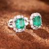 Huitan Women Stud Earrings Simple Design Inlaid Shining Green Fashion Party Daily Versatile Accessories Charming Wedding Zircon