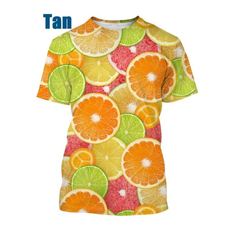 Fruit 3D Printed Short Sleeved T-shirt Summer Breathable polyester Simple Round Neck Top