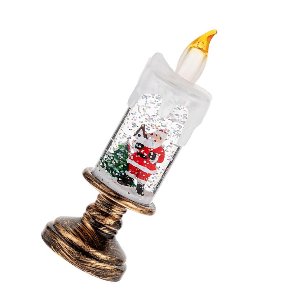 Christmas Snow Globe LED Candle Lamp With Dynamic Snowfall Effect Crystal Ball For Home Decoration Holiday Gift