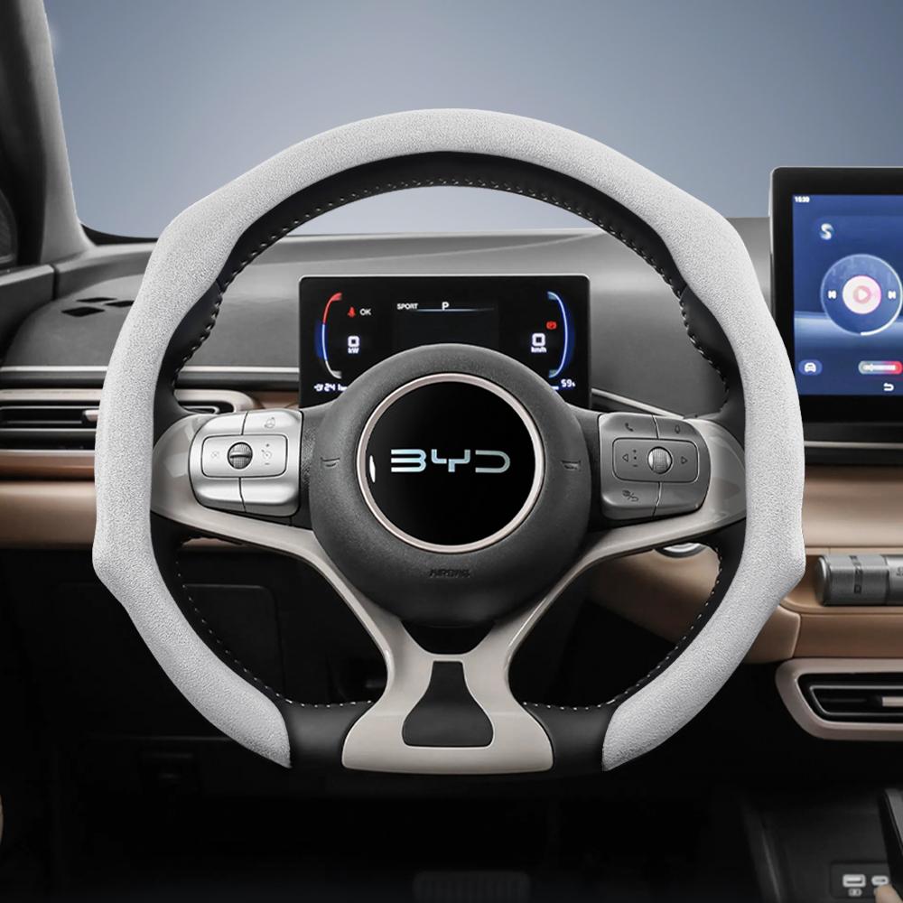 Suitable for Byd Advanced Suede Snap-On Steering Wheel Cover Anti-Slip and Durable Song Yuan Plus Max Tang Han Atto 3 Seal Dolphin Seagull Sealion 7