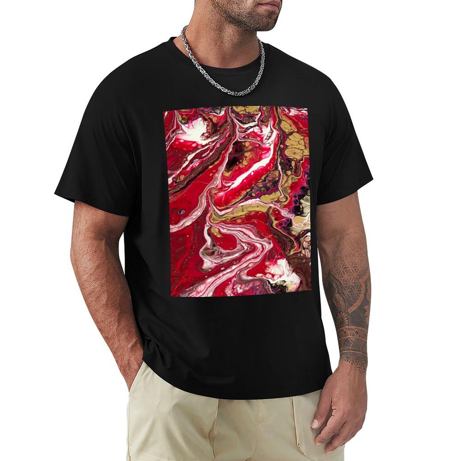 

Red white and golden waves TShirt anime t shirts customs design your own t shirt men 4XL