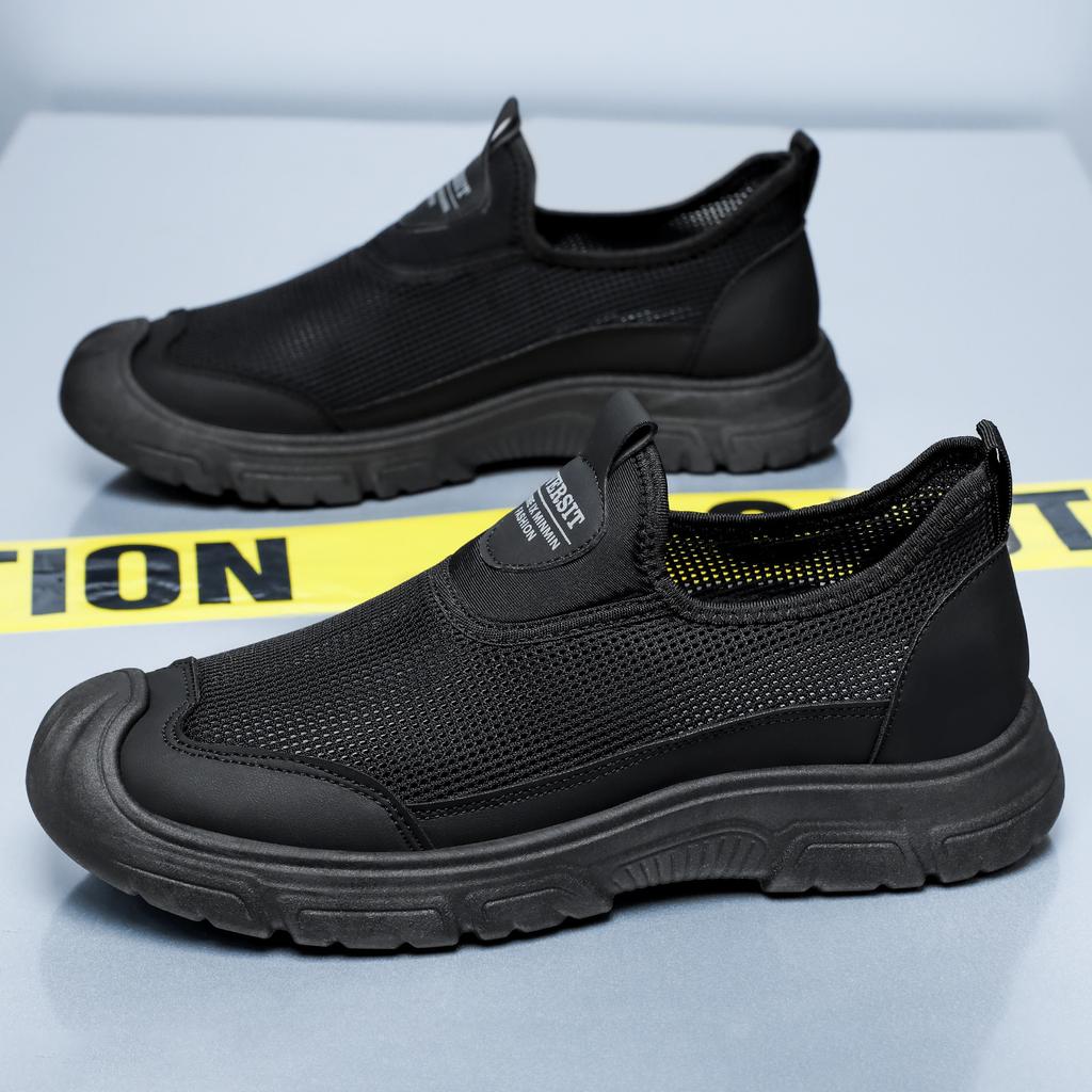 Men's shoes summer mesh breathable one-pedal casual shoes lightweight soft-soled sports shoes comfortable versatile lazy shoes