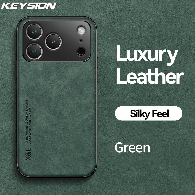 

KEYSION Роскошный ретро чехол из ПУ кожи для iPhone 17 Pro Max 2025 Мягкий силикон+ПК Противоударная задняя крышка для телефона для iPhone 17 Pro for iPhone 17 Pro Max