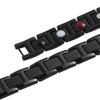 Geometric I-Beam Design Magnetic Therapy Bracelet Men Titanium Steel Adjustable Health Wristband Black Gold