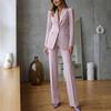Pink 2-Piece Women's Suit Elegant Wedding Occasion Clothing Slim Fit Formal Office Lady Blazer Set (Jacket+Pants)