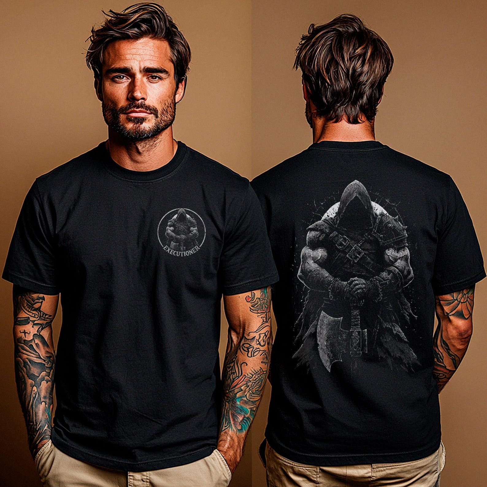 Executioner Shirt: Dark Medieval Warrior T-Shirt | Gothic Fantasy Unisex Tee | Grim Axe Design XL