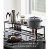 Yamazaki Tower Stovetop Back Rack with Exhaust Vent Cover, for 60cm Stoves, Black, Approx. W70 x D18 x H15cm, Sliding Exhaust Vent Cover with Shelf, P