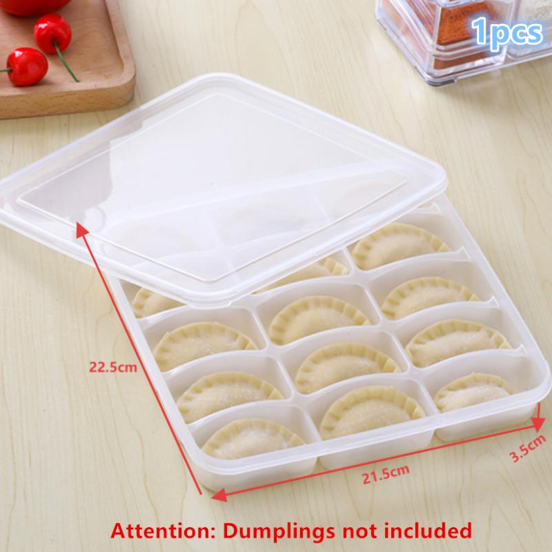 15/21 Grid Kitchen Storage Box Refrigerator Organizer Transparent Reusable Food Containers Tray For Dumpling Wonton