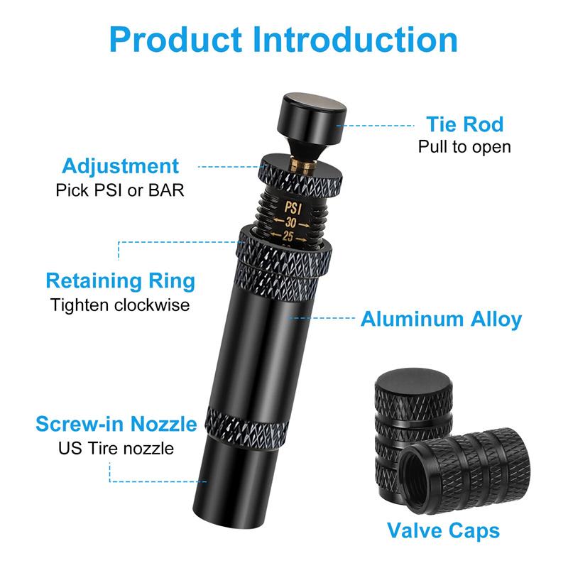 4Pcs Automatic Tire Deflators Set Of 4, Adjustable Pressure Suitable For Offroad Vehicles Motorcycle Use Includes Valves Caps