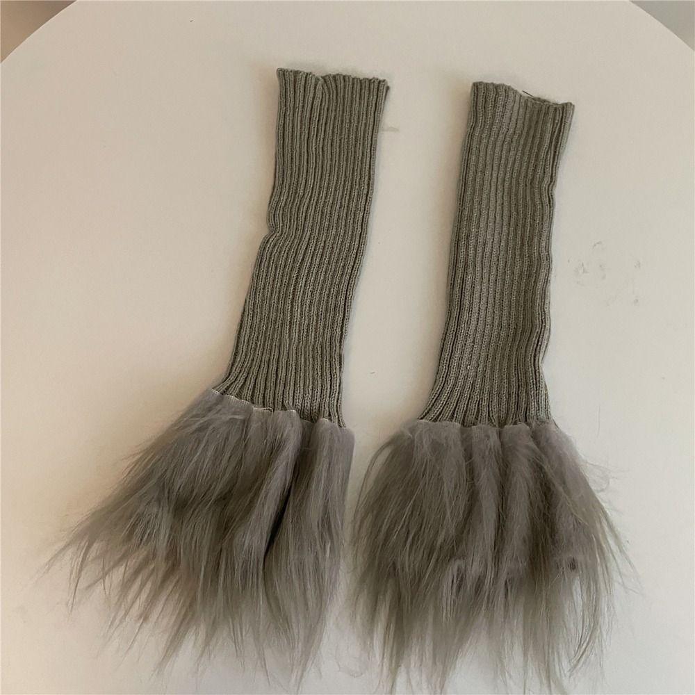 Avec Guêtres à Bordure en Fourrure Tricot Côtelé Manchettes de Bottes Chauffe-Pieds Chauds Femmes Filles