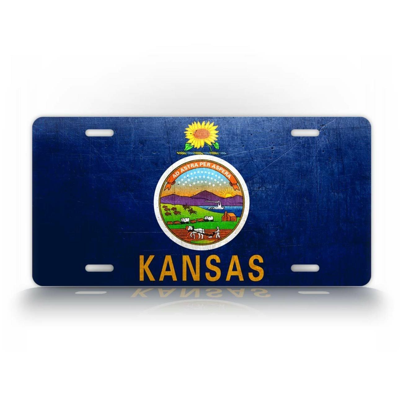 Custom Kansas Flag Metal Tin Sign Personalized Text Decorative Plaque Wall Art Home Decor белый