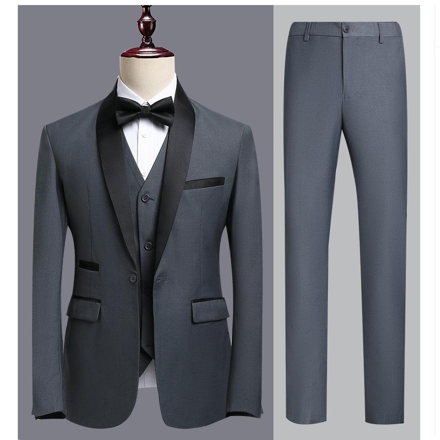 Men's Business Casual Suit Suit Men's Wedding Groom Dress Slim Suit Men