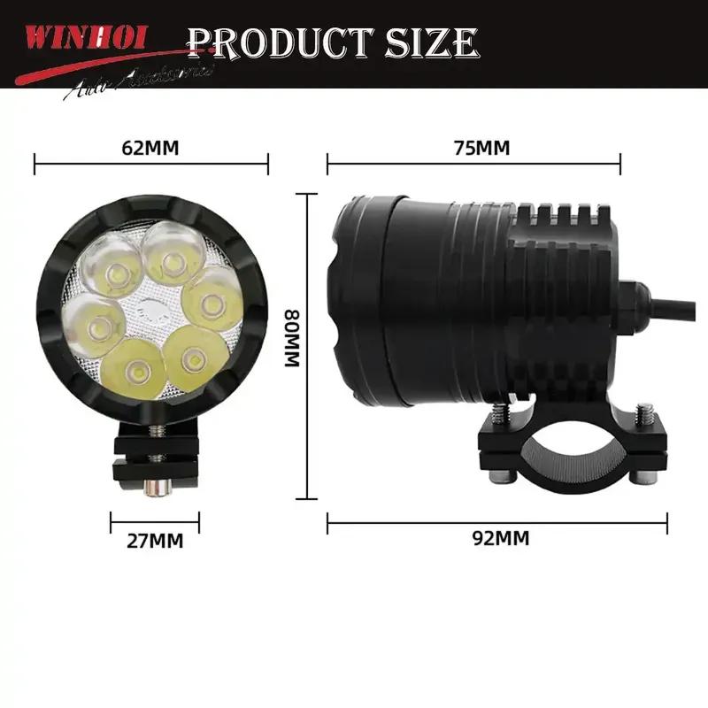 Additional Headlights for Motorcycle Auxiliary Spotlights Universal Moto Driving Fog Lights High Low Flash Beam for ATV Scooter