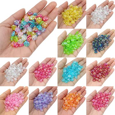 Zufälliges gemischtes Armband Halskette AB Transparent Bunt Pflaume für DIY Schmuckherstellung 40 Stück 10mm Acryl Blumenperlen Lose Perlen Perlen