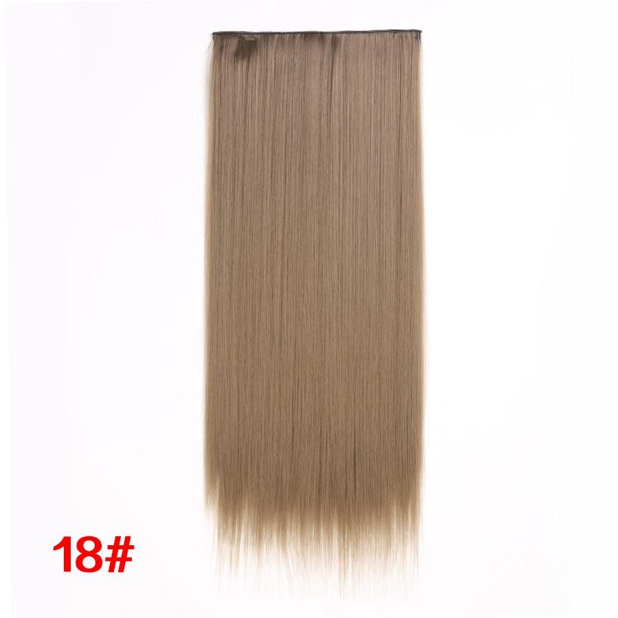 Leeons 5 Clips In Hair Extensions Synthetic Straight Heat-Resisting Fiber Clip On 24 Inch Blonde Brown Fashion Color For Women