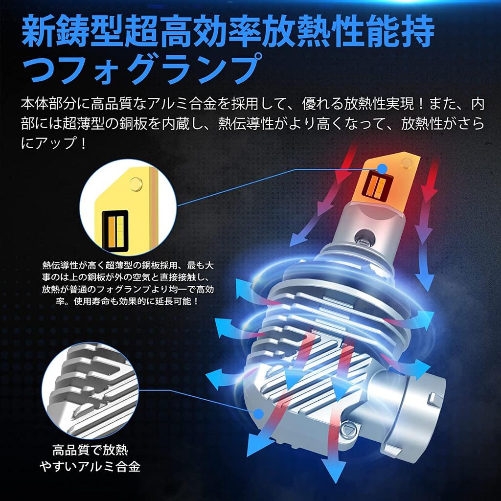 KOZATO Fog Lamp, H8 LED, 2 Color Switching, Memory Function, H9, H11, H16, For