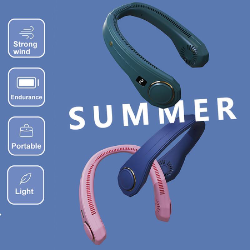 360-Grad-Surround-Hängehals-Kaltwindventilator, blattlose Ventilatoren, Luftkühler, Kühlung, tragbare wiederaufladbare Klimaanlage für Sport, Laufen